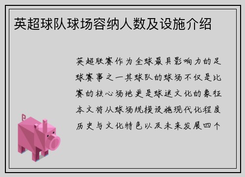 英超球队球场容纳人数及设施介绍